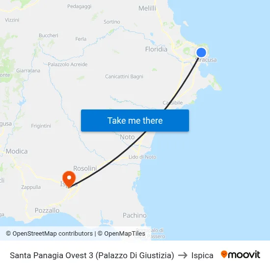 Santa Panagia West 3 (Court of Justice) to Ispica map
