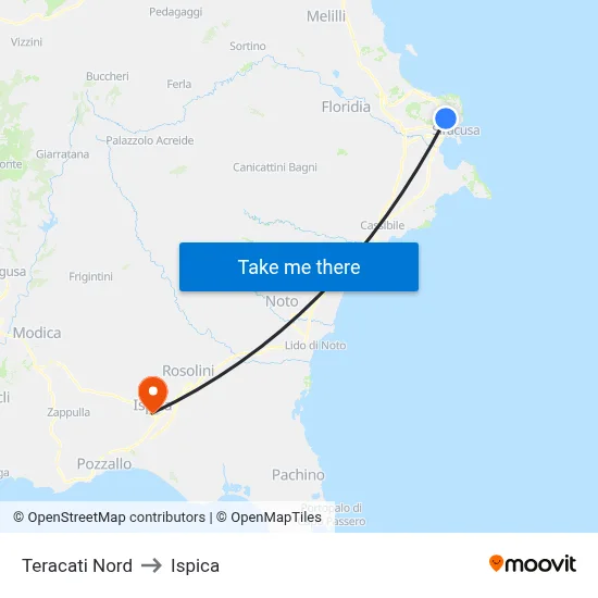 Teracati North to Ispica map