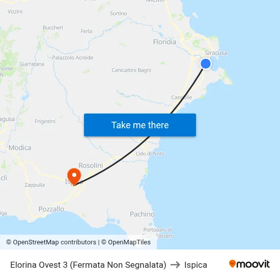 Elorina West 3 (Unmarked Stop) to Ispica map