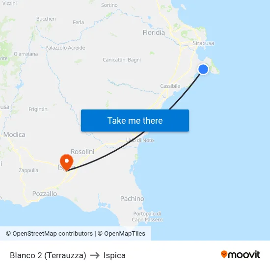 Blanco 2 (Terrauzza) to Ispica map