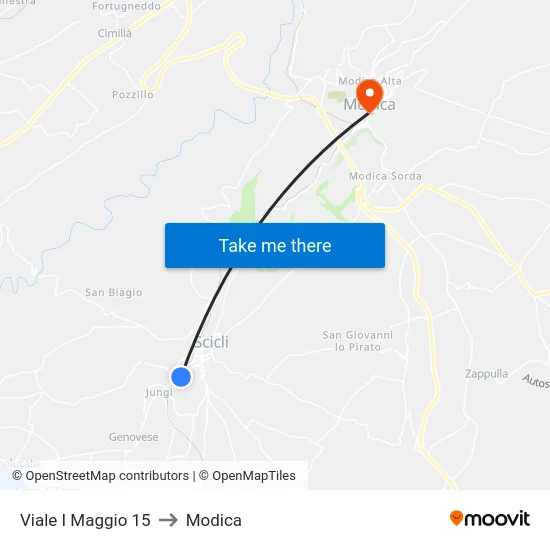 Viale I Maggio 15 to Modica map