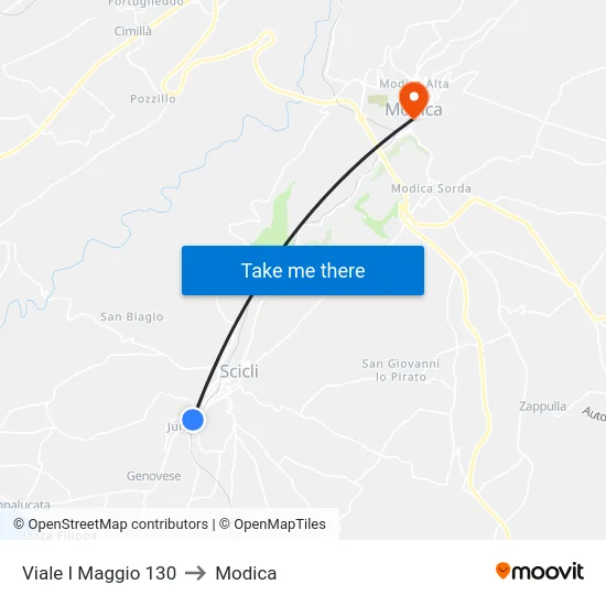 Viale I Maggio 130 to Modica map