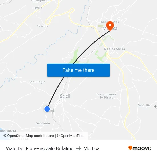 Viale Dei Fiori-Piazzale Bufalino to Modica map