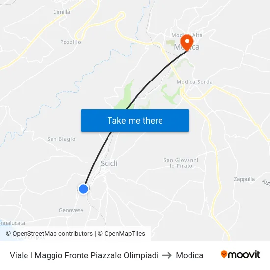 Viale I Maggio Fronte Piazzale Olimpiadi to Modica map