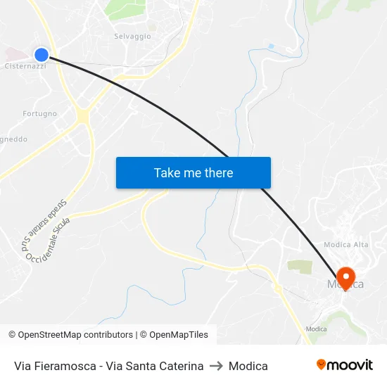 Via Fieramosca - Via Santa Caterina to Modica map