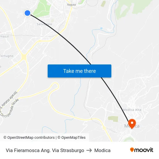 Via Fieramosca Ang. Via Strasburgo to Modica map