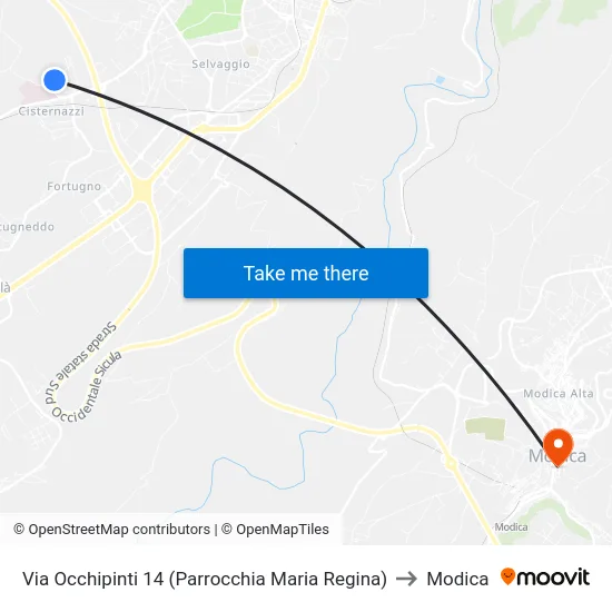 Via Occhipinti 14 (Parrocchia Maria Regina) to Modica map