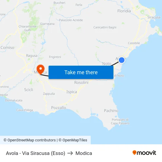 Avola - Via Siracusa (Esso) to Modica map