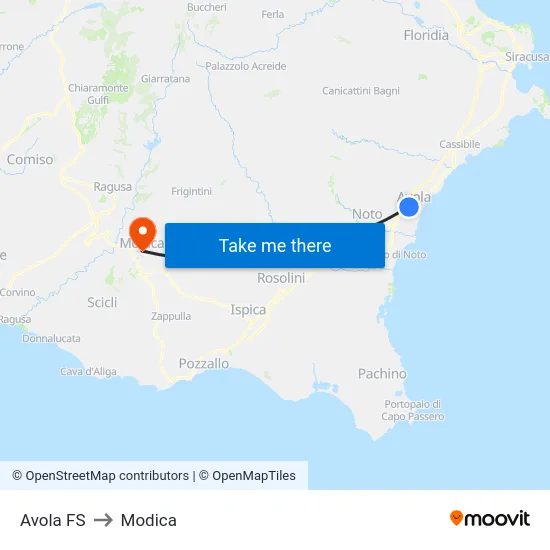 Avola FS to Modica map