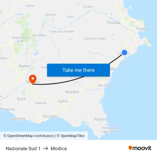 Nazionale Sud 1 to Modica map