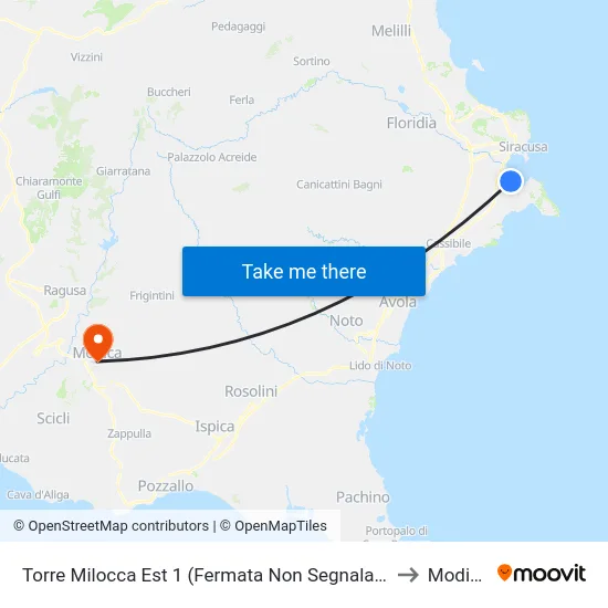 Torre Milocca Est 1 (Fermata Non Segnalata) to Modica map