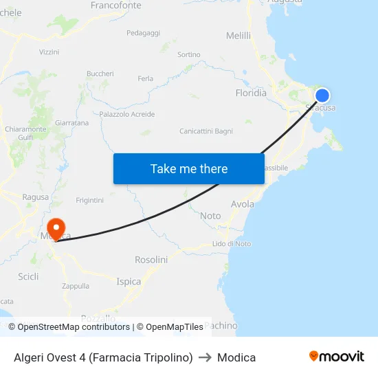 Algeri Ovest 4 (Farmacia Tripolino) to Modica map