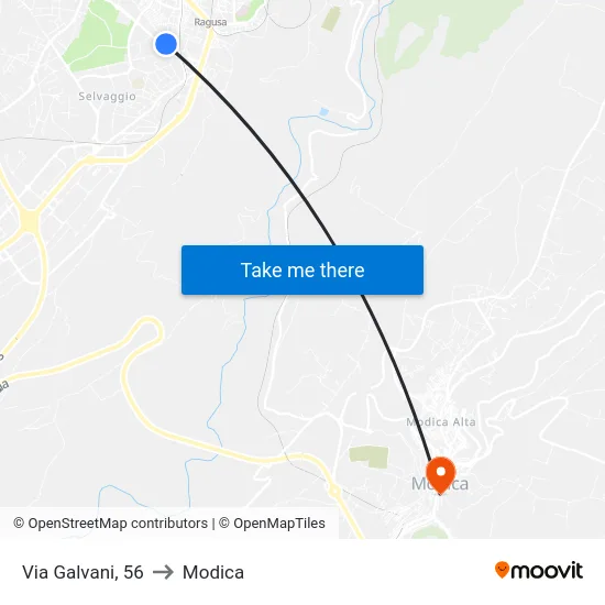 Via Galvani, 56 to Modica map