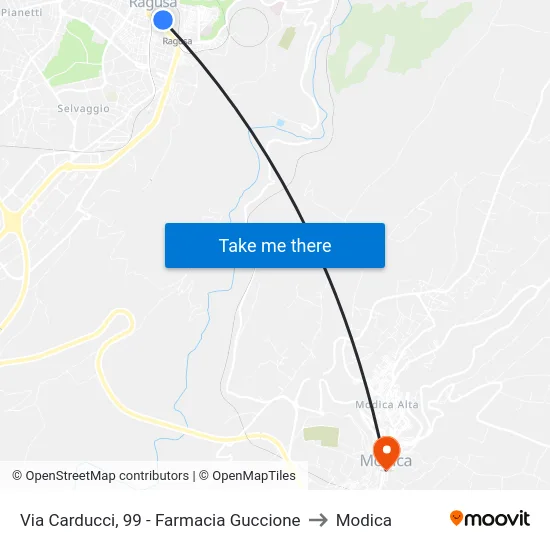Via Carducci, 99 - Farmacia Guccione to Modica map