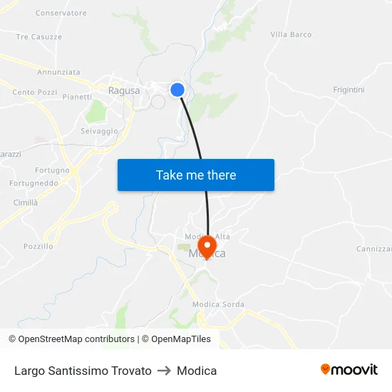 Largo Santissimo Trovato to Modica map
