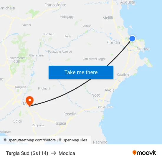 Targia Sud (Ss114) to Modica map
