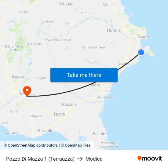 Pozzo Di Mazza 1 (Terrauzza) to Modica map