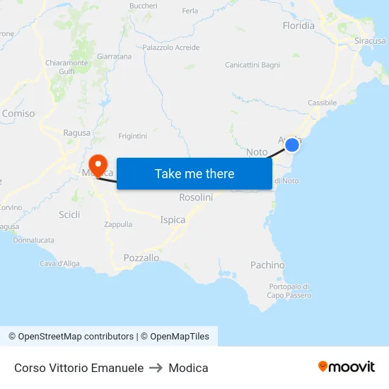 Corso Vittorio Emanuele to Modica map