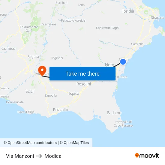 Via Manzoni to Modica map