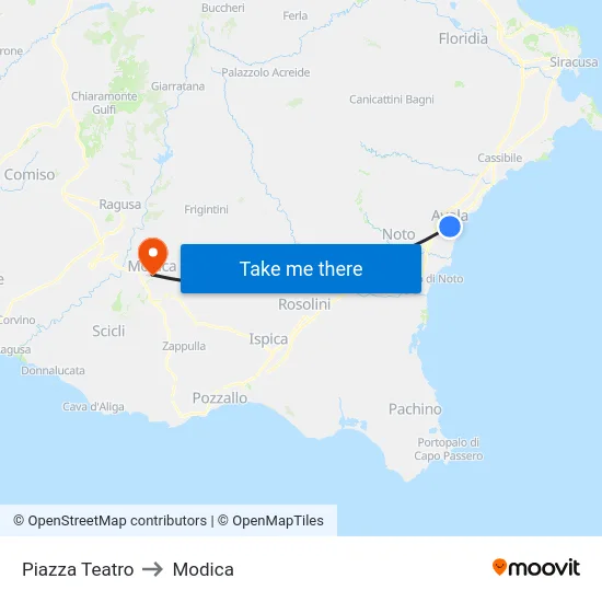 Piazza Teatro to Modica map
