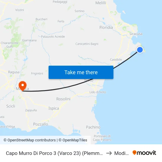 Capo Murro Di Porco 3 (Varco 23) (Plemmirio) to Modica map