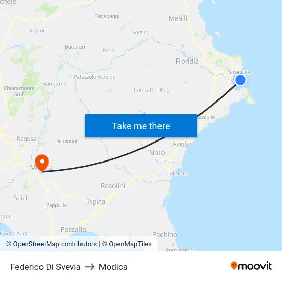 Federico Di Svevia to Modica map