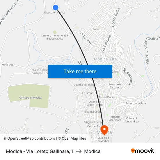 Modica - Via Loreto Gallinara, 1 to Modica map