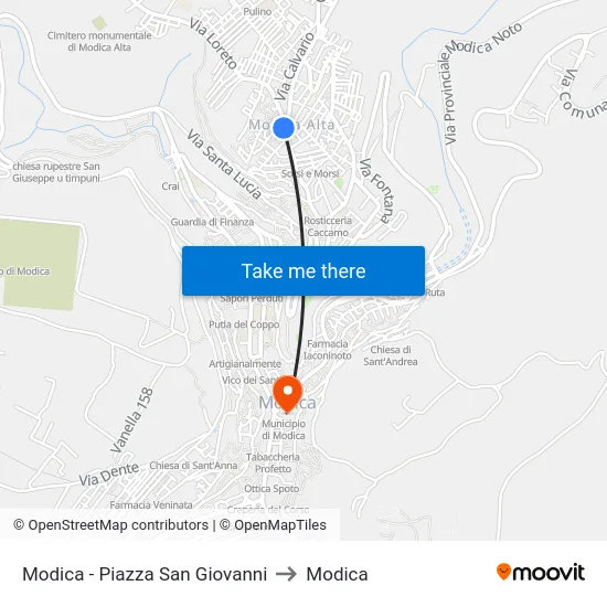 Modica - Piazza San Giovanni to Modica map
