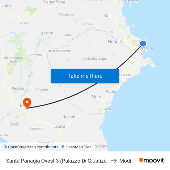 Santa Panagia Ovest 3 (Palazzo Di Giustizia) to Modica map