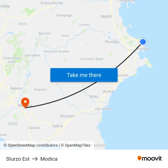 Sturzo Est to Modica map