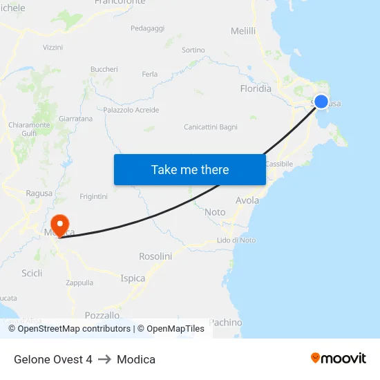 Gelone Ovest 4 to Modica map