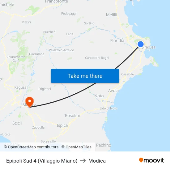 Epipoli Sud 4 (Villaggio Miano) to Modica map