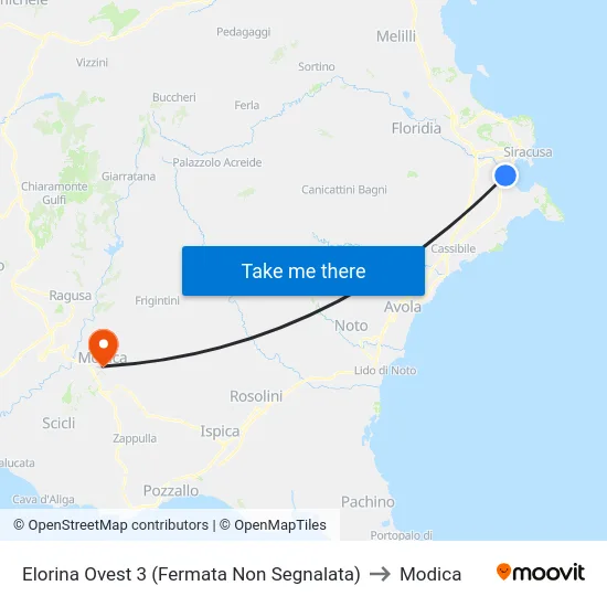Elorina Ovest 3 (Fermata Non Segnalata) to Modica map