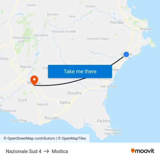 Nazionale Sud 4 to Modica map