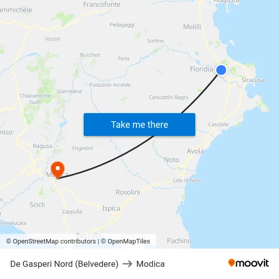 De Gasperi Nord (Belvedere) to Modica map