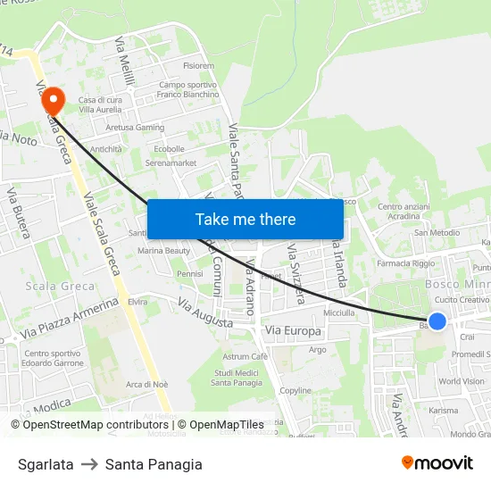 Sgarlata to Santa Panagia map