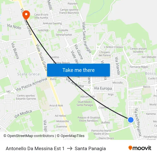Antonello Da Messina East 1 to Santa Panagia map