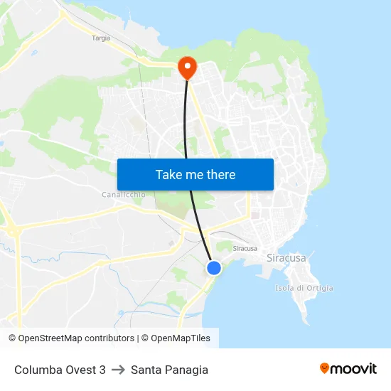 Columba West 3 to Santa Panagia map