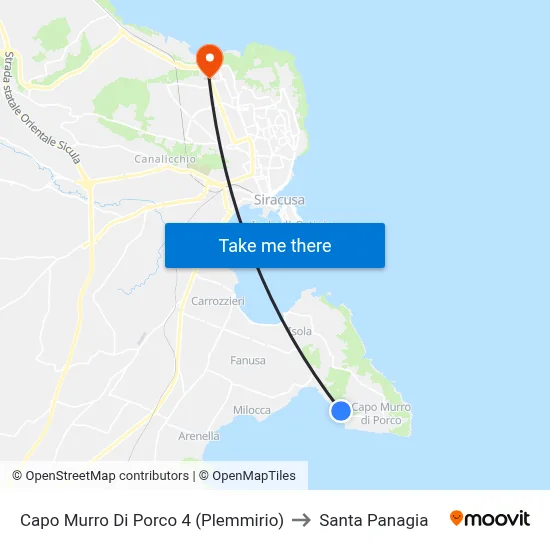 Cape Murro Di Porco 4 (Plemmirio) to Santa Panagia map