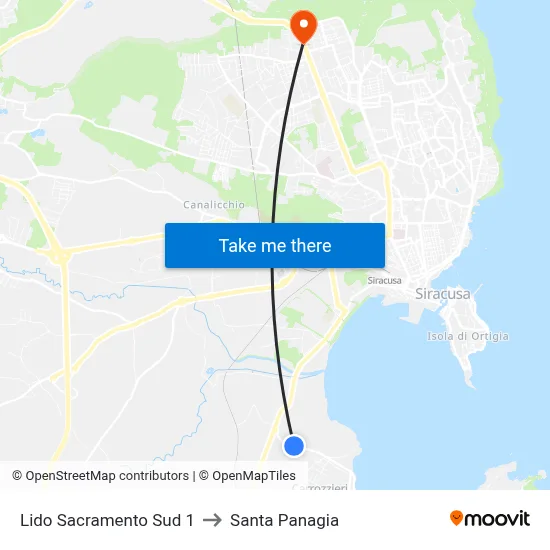 Lido Sacramento South 1 to Santa Panagia map