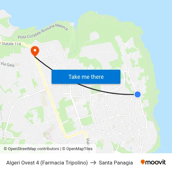 West Algeri 4 (Tripolino Pharmacy) to Santa Panagia map