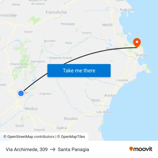 Via Archimede, 309 to Santa Panagia map