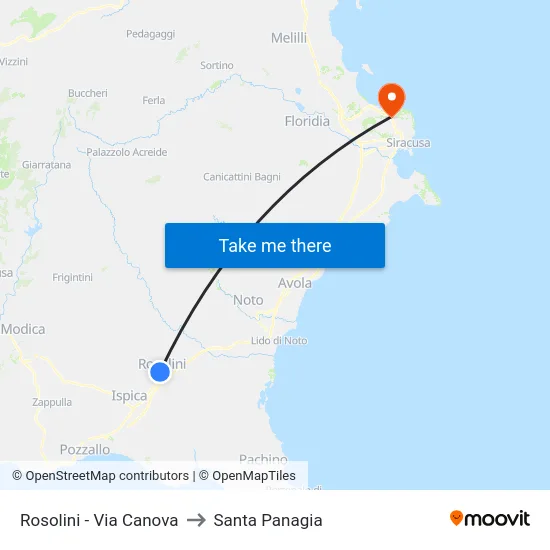 Rosolini - Via Canova to Santa Panagia map