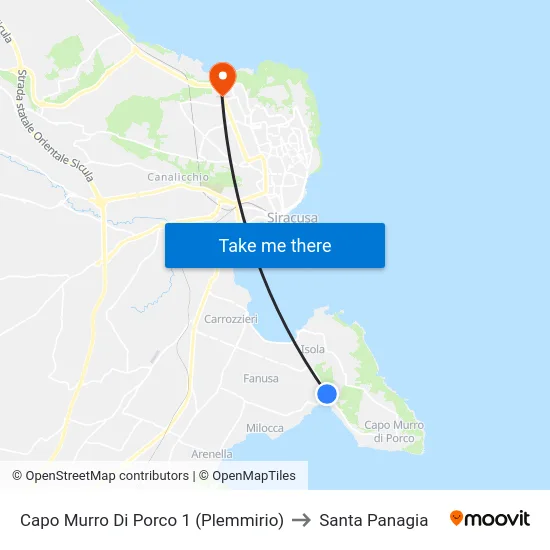 Capo Murro Di Porco 1 (Plemmirio) to Santa Panagia map
