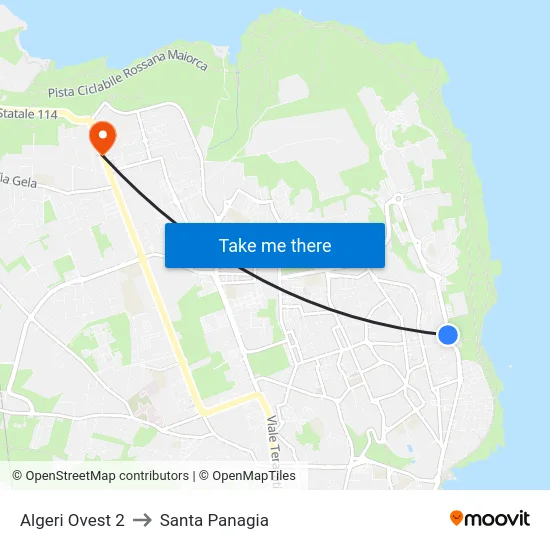Algeri Ovest 2 to Santa Panagia map