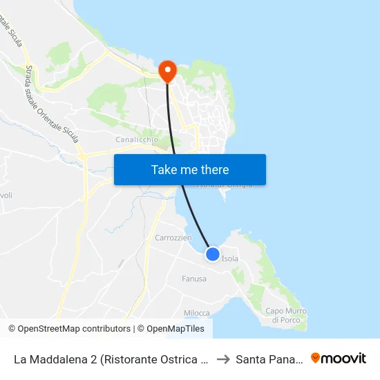 La Maddalena 2 (Ristorante Ostrica Park) to Santa Panagia map