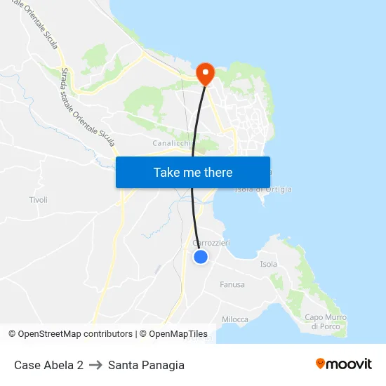 Case Abela 2 to Santa Panagia map