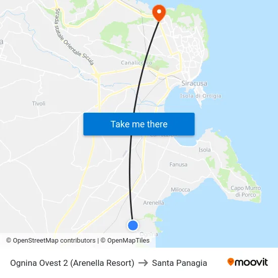 Ognina Ovest 2 (Arenella Resort) to Santa Panagia map