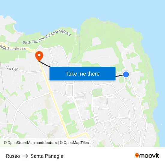 Russo to Santa Panagia map