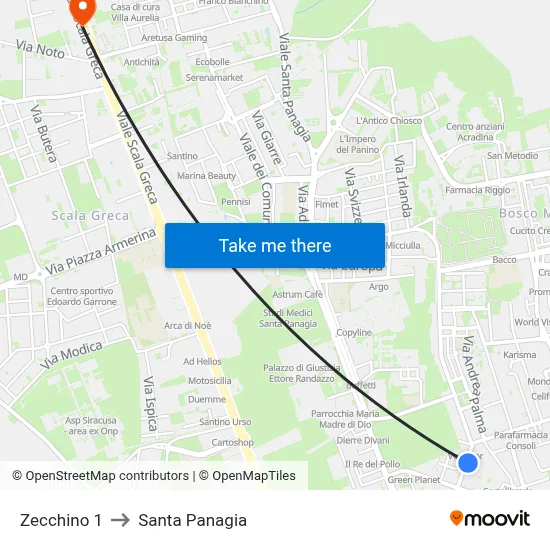 Zecchino 1 to Santa Panagia map